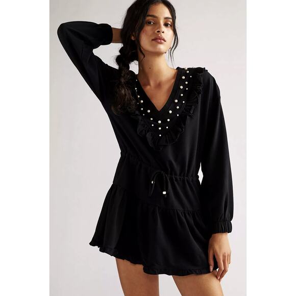 NWT Sundays Black Beaded Mini Dress - XS - Picture 1 of 5